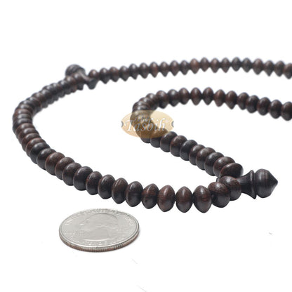 Saucer-Shaped 5.5×8 mm Tamarind Wood Prayer Beads Tasbih Rosary