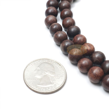 Tamarind Wood Tasbih – 8 mm Beads with Ornamental Silver-Tone Fox-Tail Chain Tassel