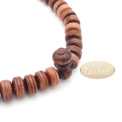 Large 9×14 mm Tamarind Wood Tijani Misbaha – Handcrafted 100 Beads with Durable Green Cord Tasbih