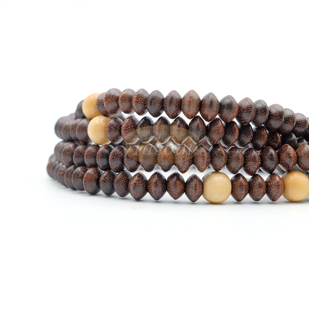Naqshbandi Tasbih Tamarind Wood 5×8 mm Saucer 8 mm with Yellow Citrus Dividers
