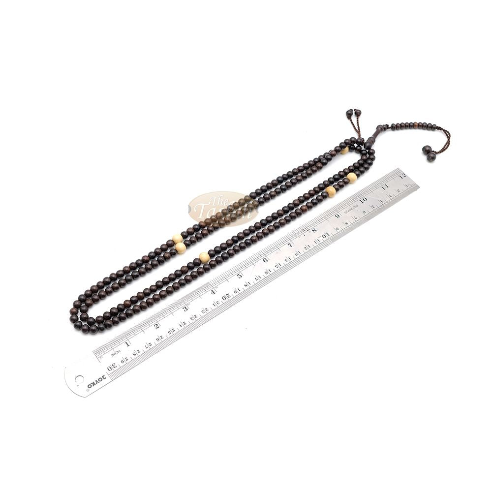 Naqshbandi Tasbih Tamarind Wood 4×7 mm Saucer 8 mm with Yellow Citrus Dividers