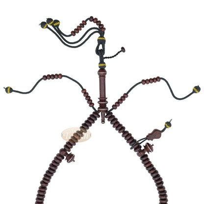 Tijani Tariqah Sibha – Limited Edition Madhawi 13×5 mm Tamarind Pewter Inlay Contour Dividers 100 Beads