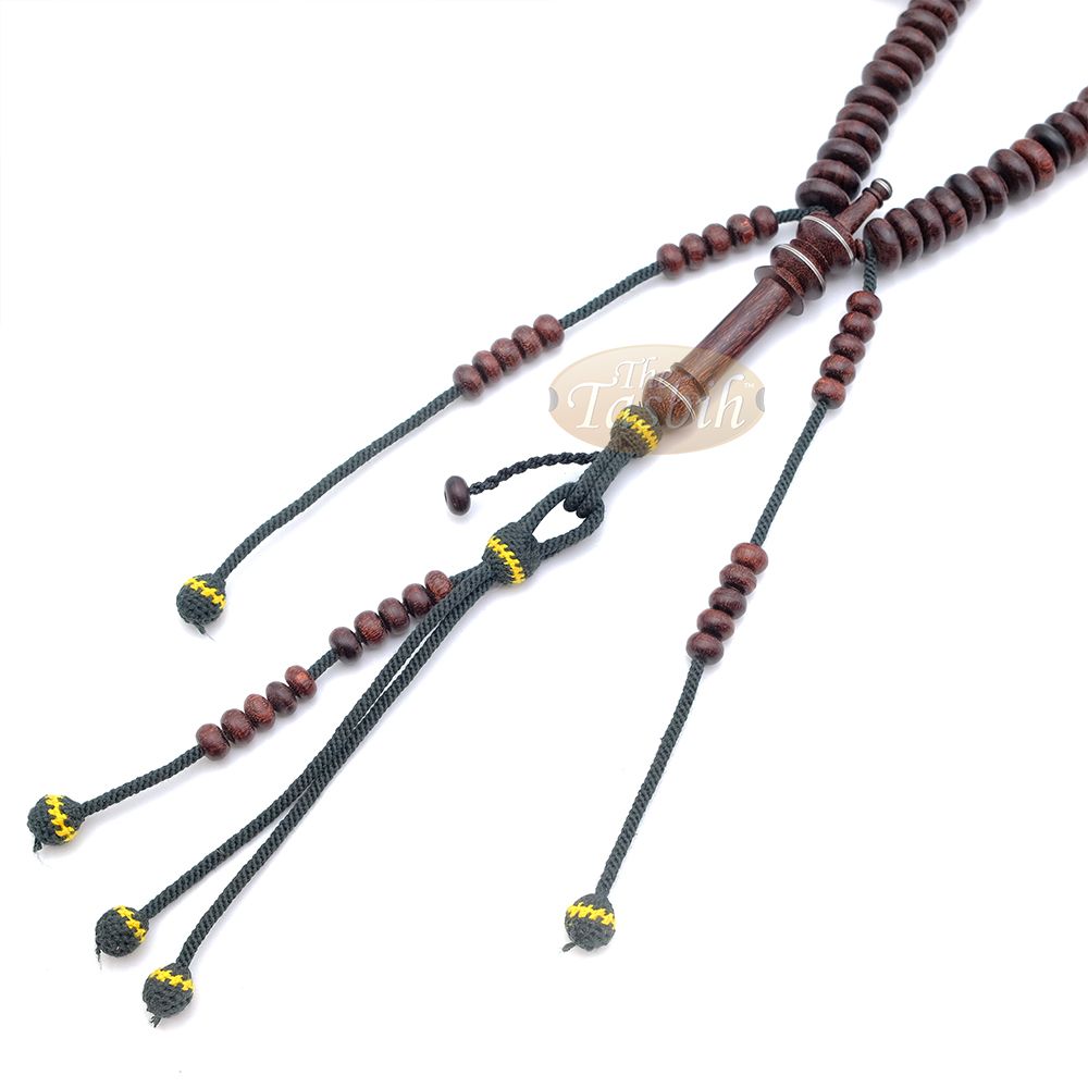 Tijani Tariqah Sibha – Limited Edition Madhawi 13×5 mm Tamarind Pewter Inlay Contour Dividers 100 Beads