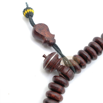 Tijani Tariqah Sibha – Limited Edition Madhawi 13×5 mm Tamarind Pewter Inlay Contour Dividers 100 Beads