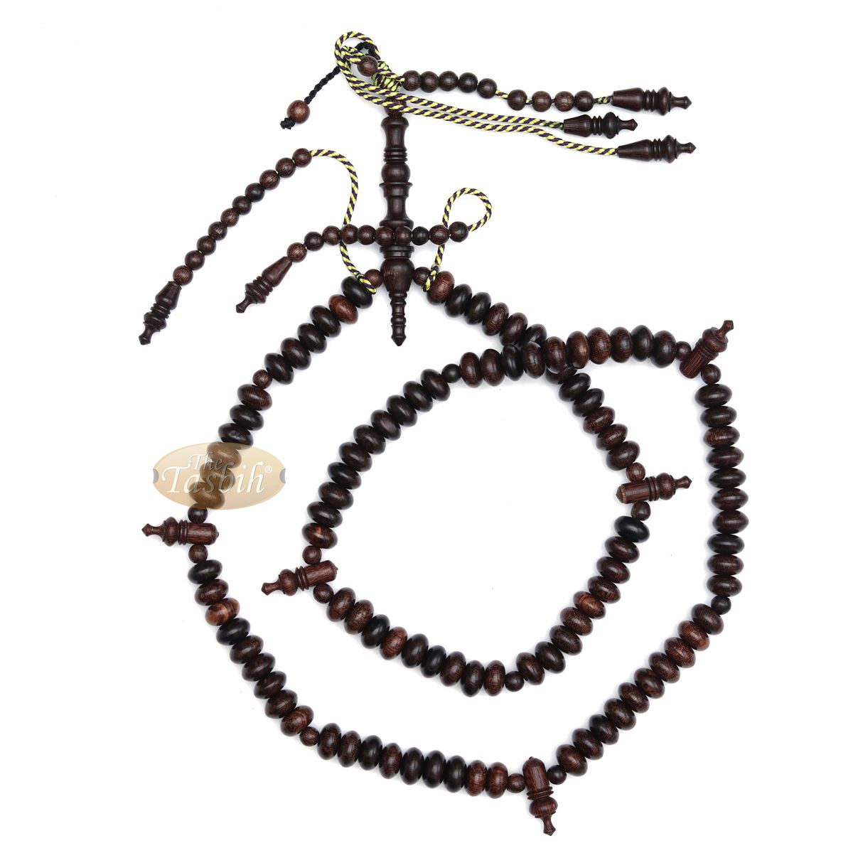 Limited Edition Tijani Tariqah Dhikr Tasbih Muslim Prayer Beads 12×7 mm Oval Beads From Tamarind Wood – Hand Carved Alif Dividers In Gift Box