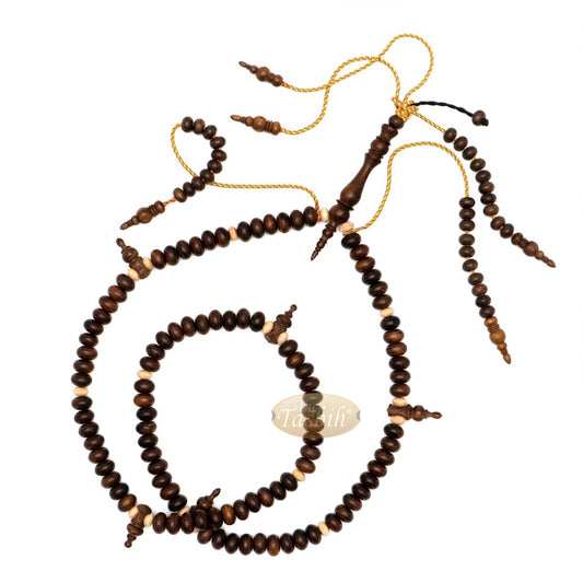 Limited Edition 12×7 mm Oval Beads Tijani Tariqah Dhikr Tasbih – Muslim Prayer Beads From Tamarind Wood In Gift Box
