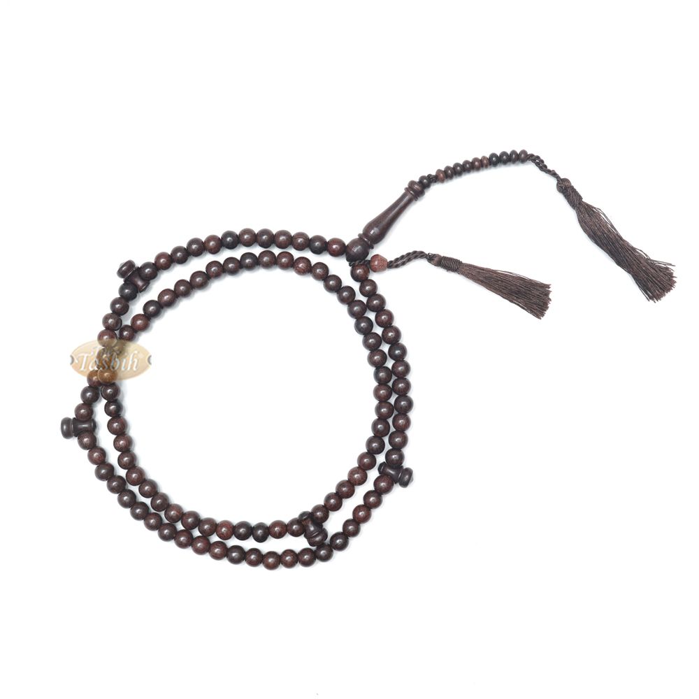8 mm Dark Brown Tamarind Tijani Tasbih Dhikr Beads Matching Tassels