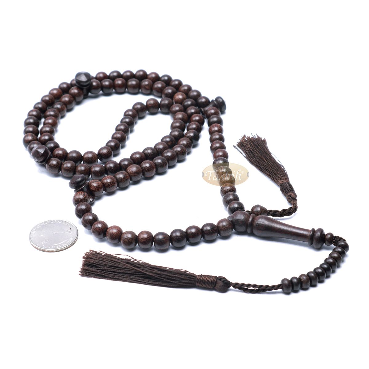 8 mm Dark Brown Tamarind Tijani Tasbih Dhikr Beads Matching Tassels