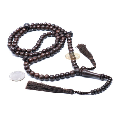 8 mm Dark Brown Tamarind Tijani Tasbih Dhikr Beads Matching Tassels