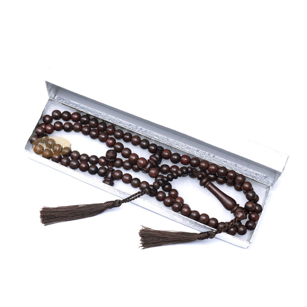 8 mm Dark Brown Tamarind Tijani Tasbih Dhikr Beads Matching Tassels