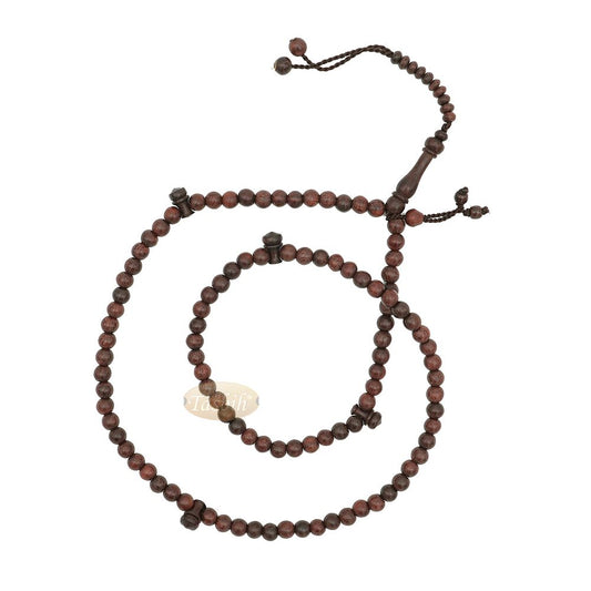 Tijani Tamarind Wood Tasbih 8 mm-Bead Handmade Dark Brown Wooden Prayer Beads