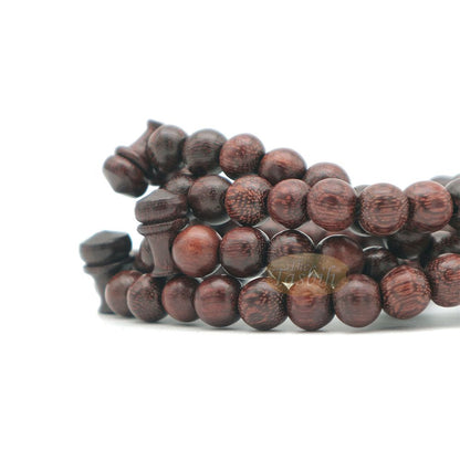 Tijani Tamarind Wood Tasbih 8 mm-Bead Handmade Dark Brown Wooden Prayer Beads