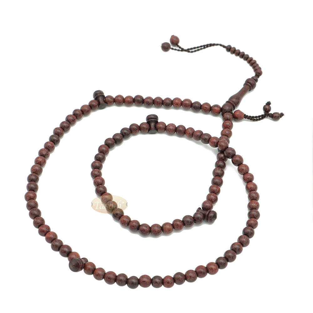 Tijani Tamarind Wood Tasbih 8 mm-Bead Handmade Dark Brown Wooden Prayer Beads