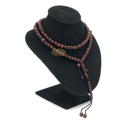 Tijani Tamarind Wood Tasbih 8 mm-Bead Handmade Dark Brown Wooden Prayer Beads