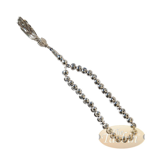 Sterling Silver 6 mm Islamic Prayer Beads 33 Ridged Round Disc Divided