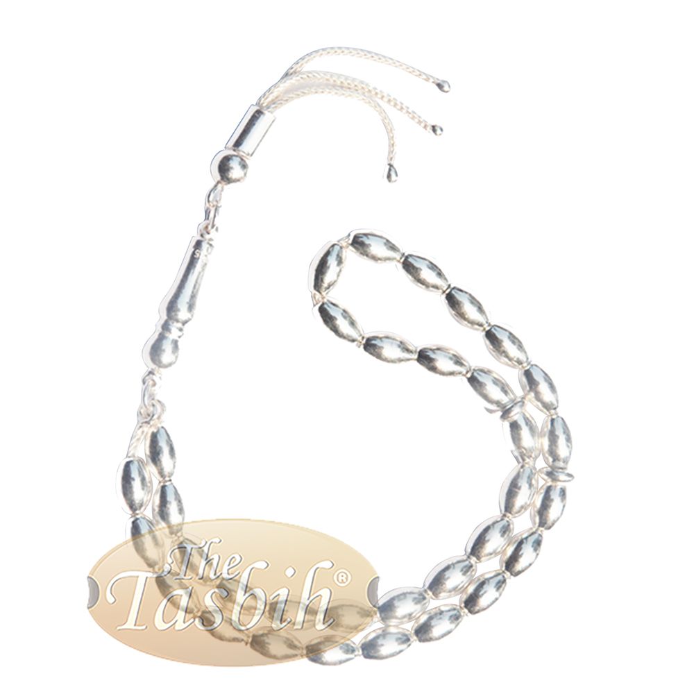 5 mm Sterling Silver Prayer Beads 33 Elongated Oval Beads with Dividers