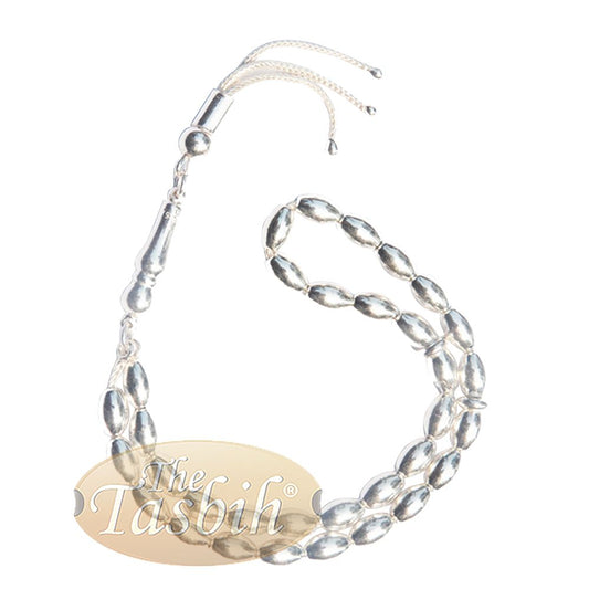 5 mm Sterling Silver Prayer Beads 33 Elongated Oval Beads with Dividers